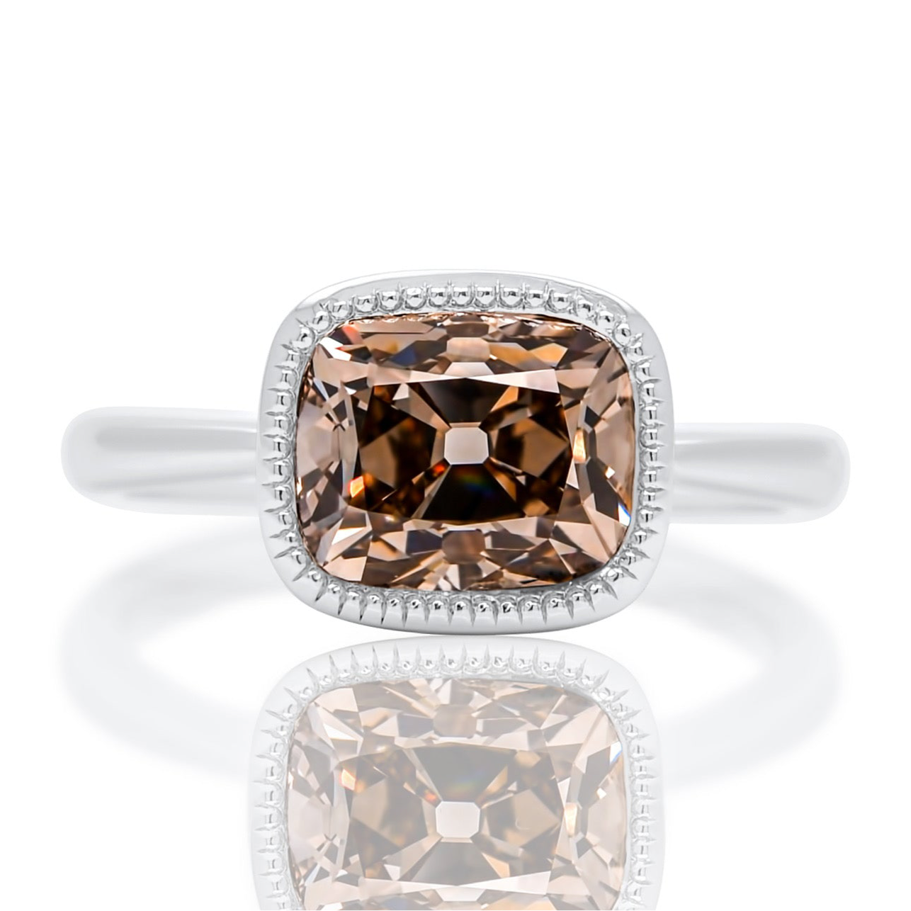 2.17 ct old mine cut diamond solitaire ring