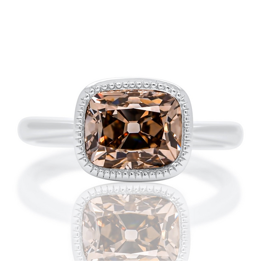 2.17 ct old mine cut diamond solitaire ring