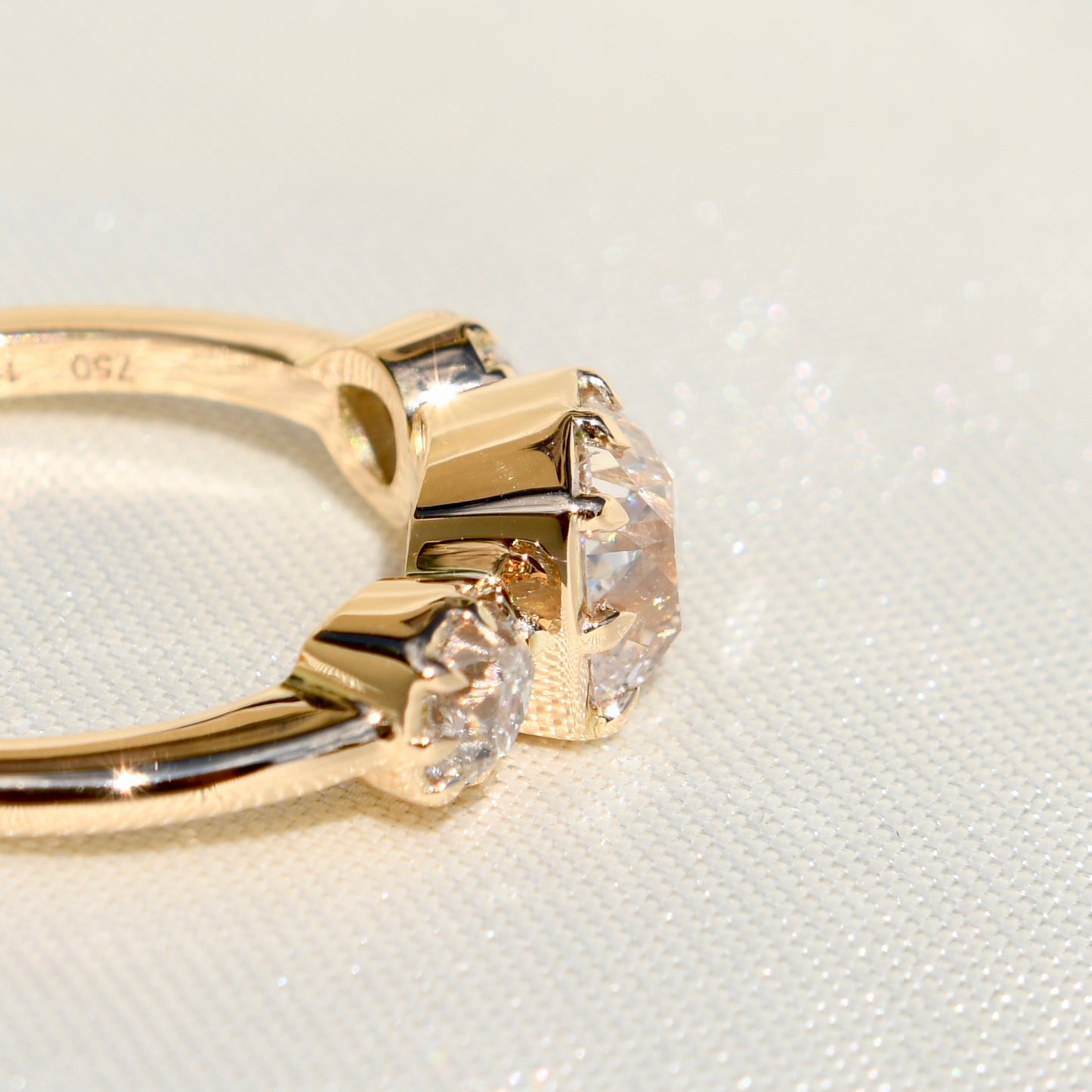 Installment 9/14 - 1.56 ct old mine cut diamond three stone ring