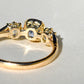 0.75 ct Ceylon sapphire and old mine cut diamond three stone ring