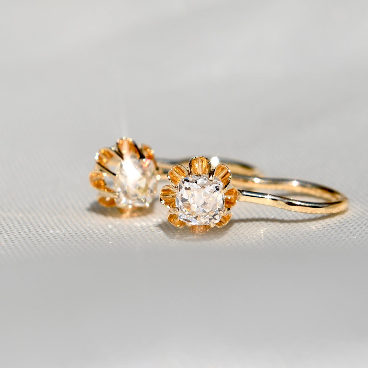 Antique 0.44 ct old mine cut diamond buttercup earrings