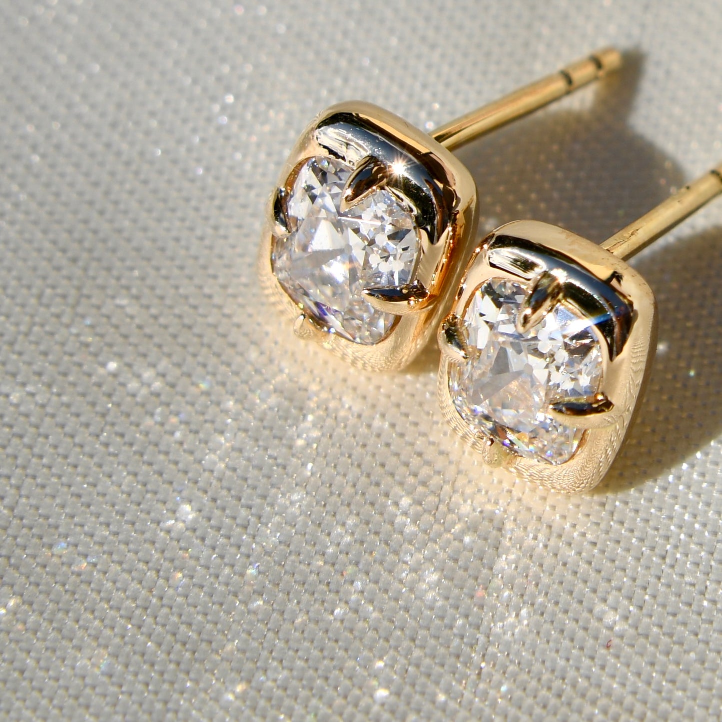 1.37 ct old mine cut diamond studs