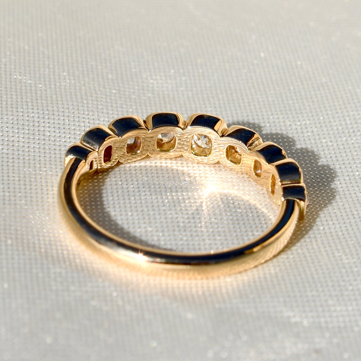 0.52 ct old mine cut diamond nine stone ring