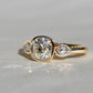 1.19 ct old mine and pear rose cut diamond three stone ring