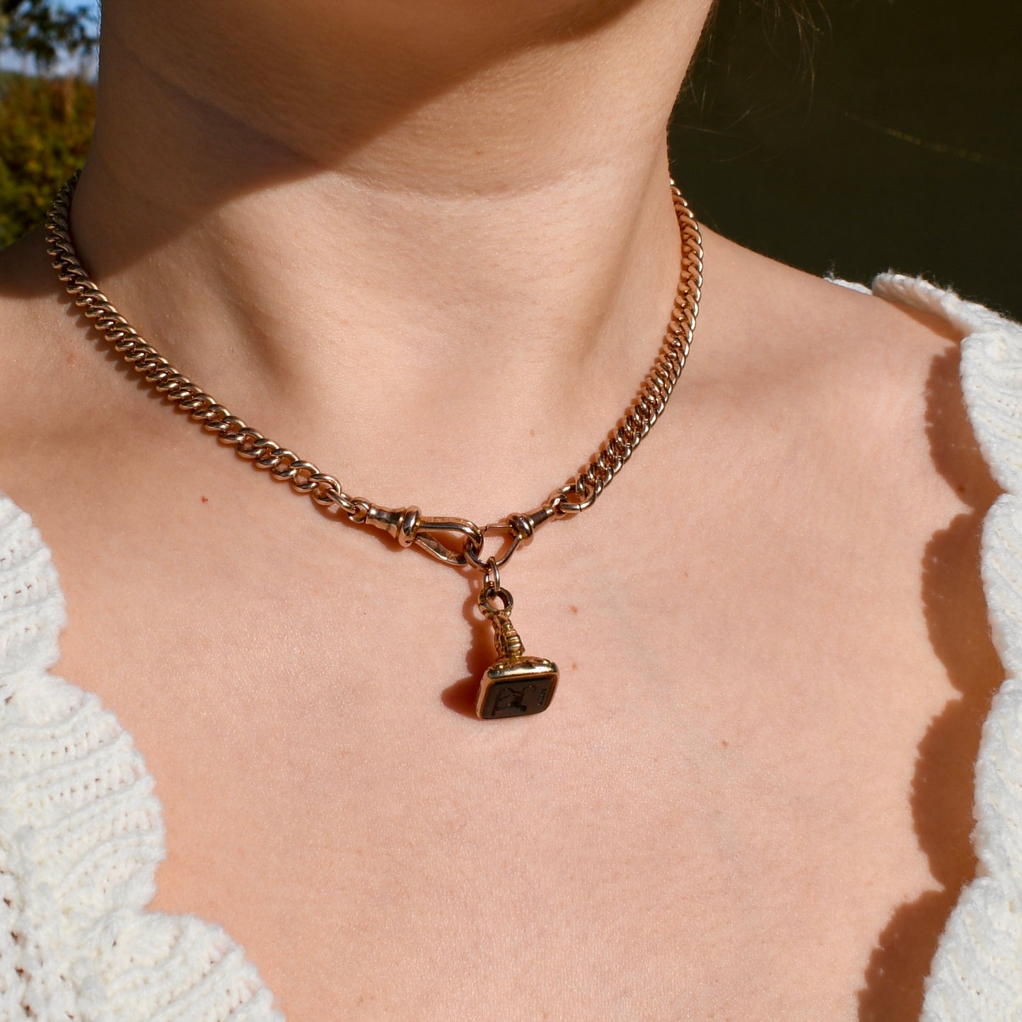 Antique bloodstone Fides greyhound fob