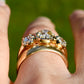 0.86 ct old mine cut diamond three stone ring