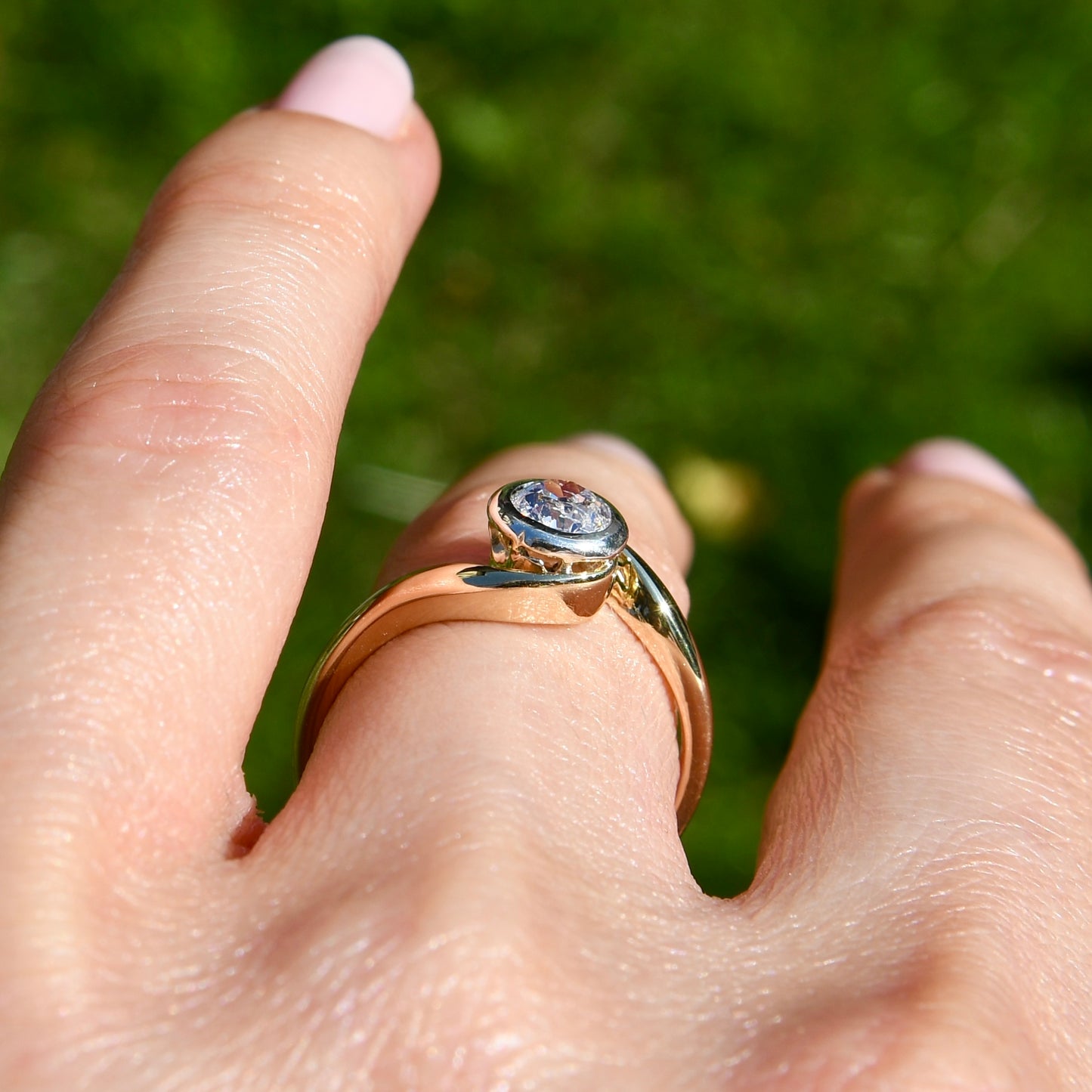 Antique 0.50 ct old mine cut diamond tourbillon ring