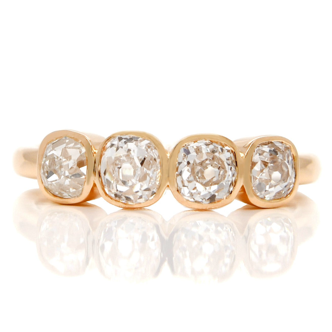 Installment 6/7 - 1.12 ct old mine cut diamond four stone ring