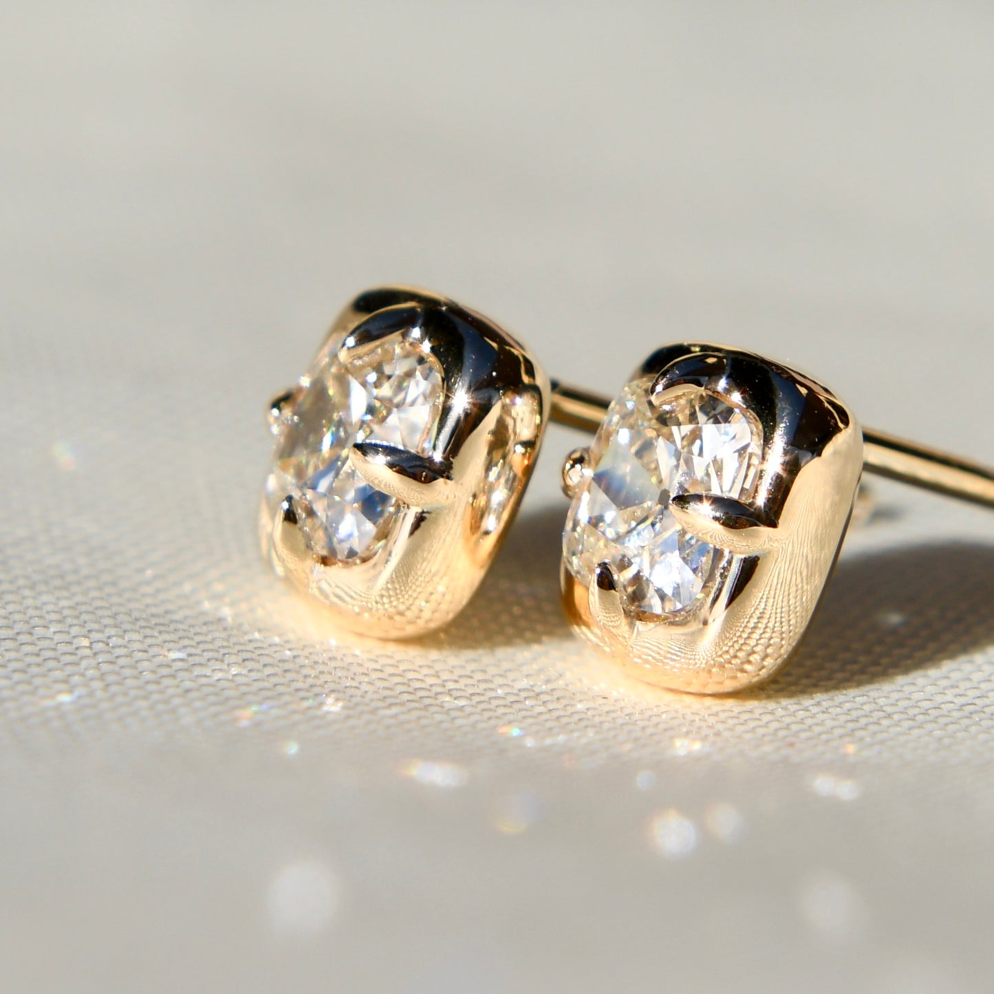 0.97 ct old mine cut diamond studs