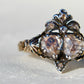 Antique Georgian rose cut diamond double heart ring, 18th century