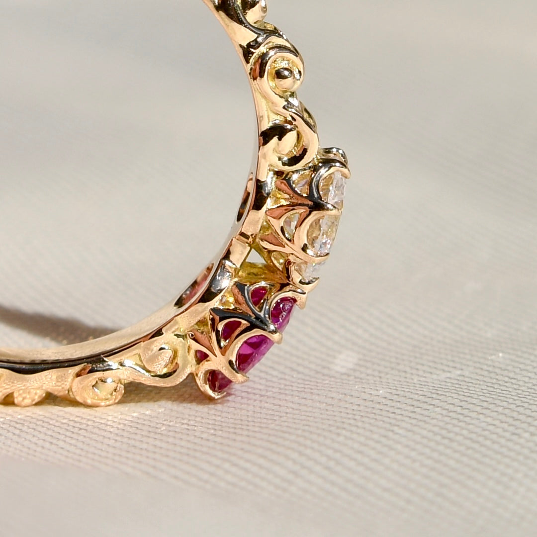 Burmese ruby and brilliant cut diamond Toi et Moi ring