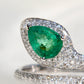 1.13 ct pear cut emerald and diamond snake ring