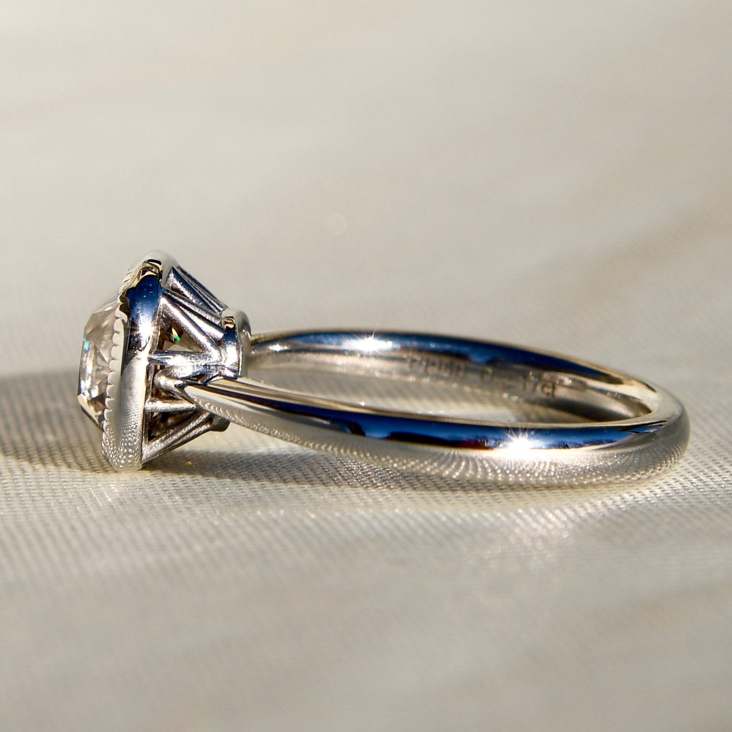 2.17 ct old mine cut diamond solitaire ring