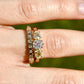 0.63 ct old mine and pear rose cut diamond three stone ring