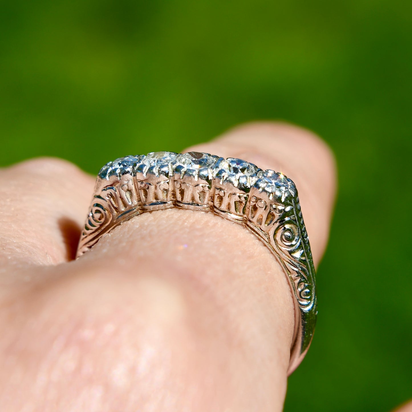Antique 0.42 ct old European cut diamond five stone ring