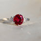 1.84 ct Burmese spinel and old mine cut diamond three stone ring