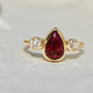 1.26 ct Tourmaline pear and old mine cut diamond three stone ring