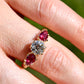 0.84 ct old European cut diamond and ruby three stone ring