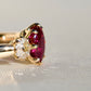 1.03 ct ruby and old mine cut diamond three stone ring