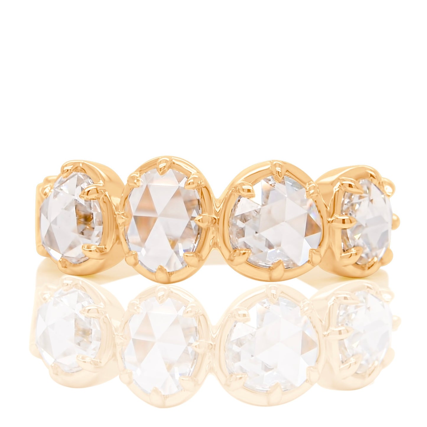1.30 ct rose cut diamond four stone band ring