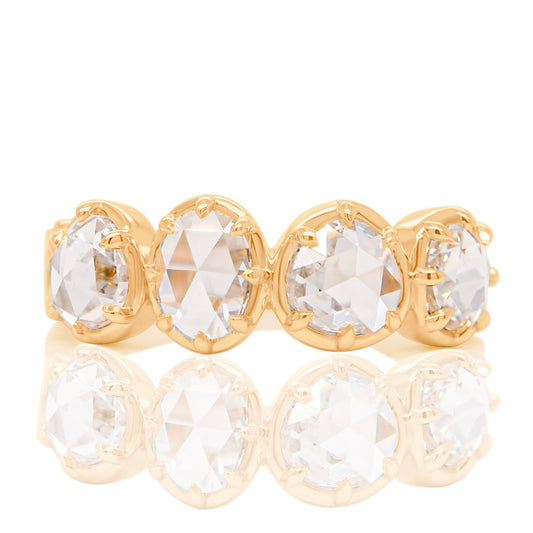 1.30 ct rose cut diamond four stone band ring