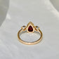 1.26 ct Tourmaline pear and old mine cut diamond three stone ring