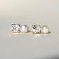 0.24 ct old European cut diamond and pearl stud earrings