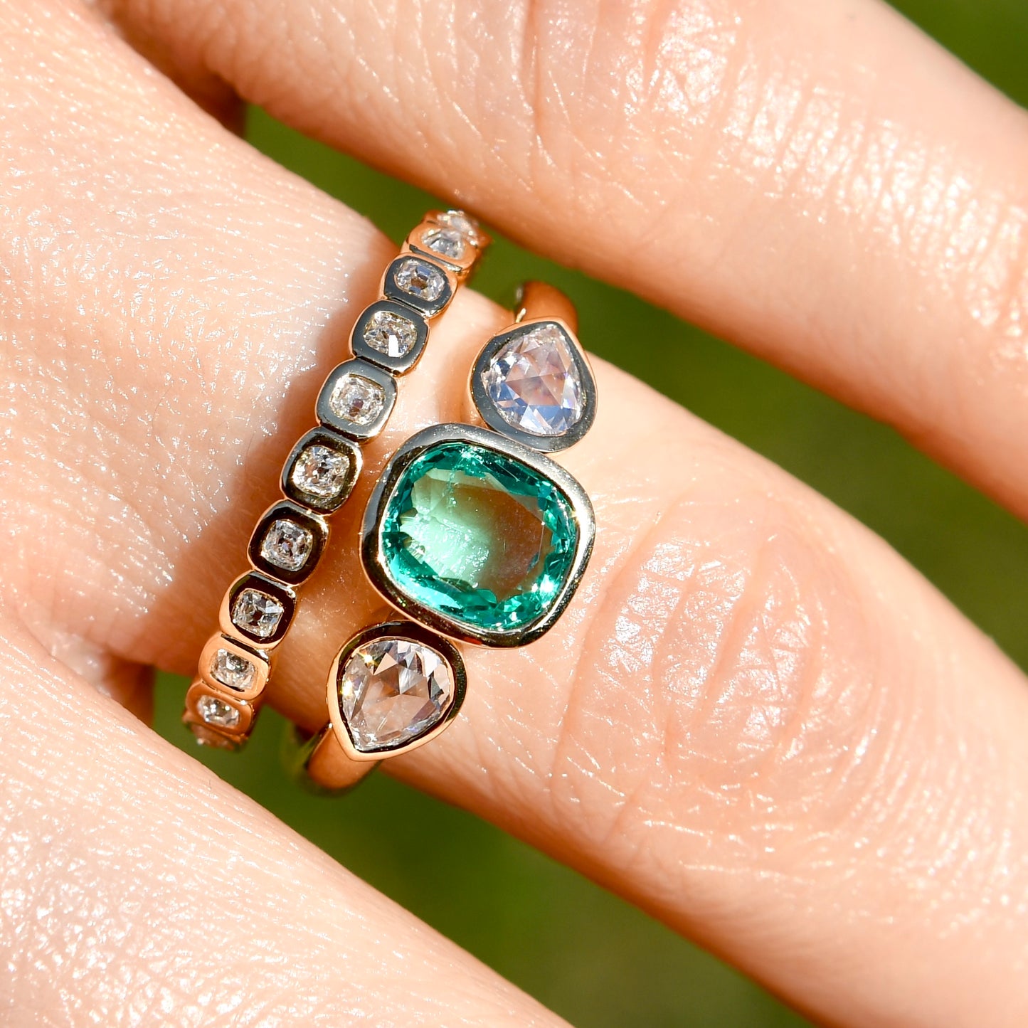 0.24 ct peruzzi cut diamond twelve stone band ring