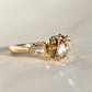 2.03 ct old mine and pear rose cut diamond three stone ring