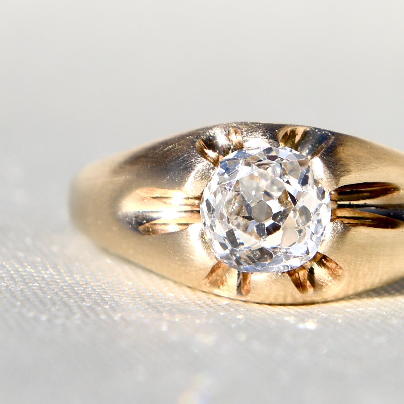 Antique 0.63 ct old mine cut diamond solitaire ring