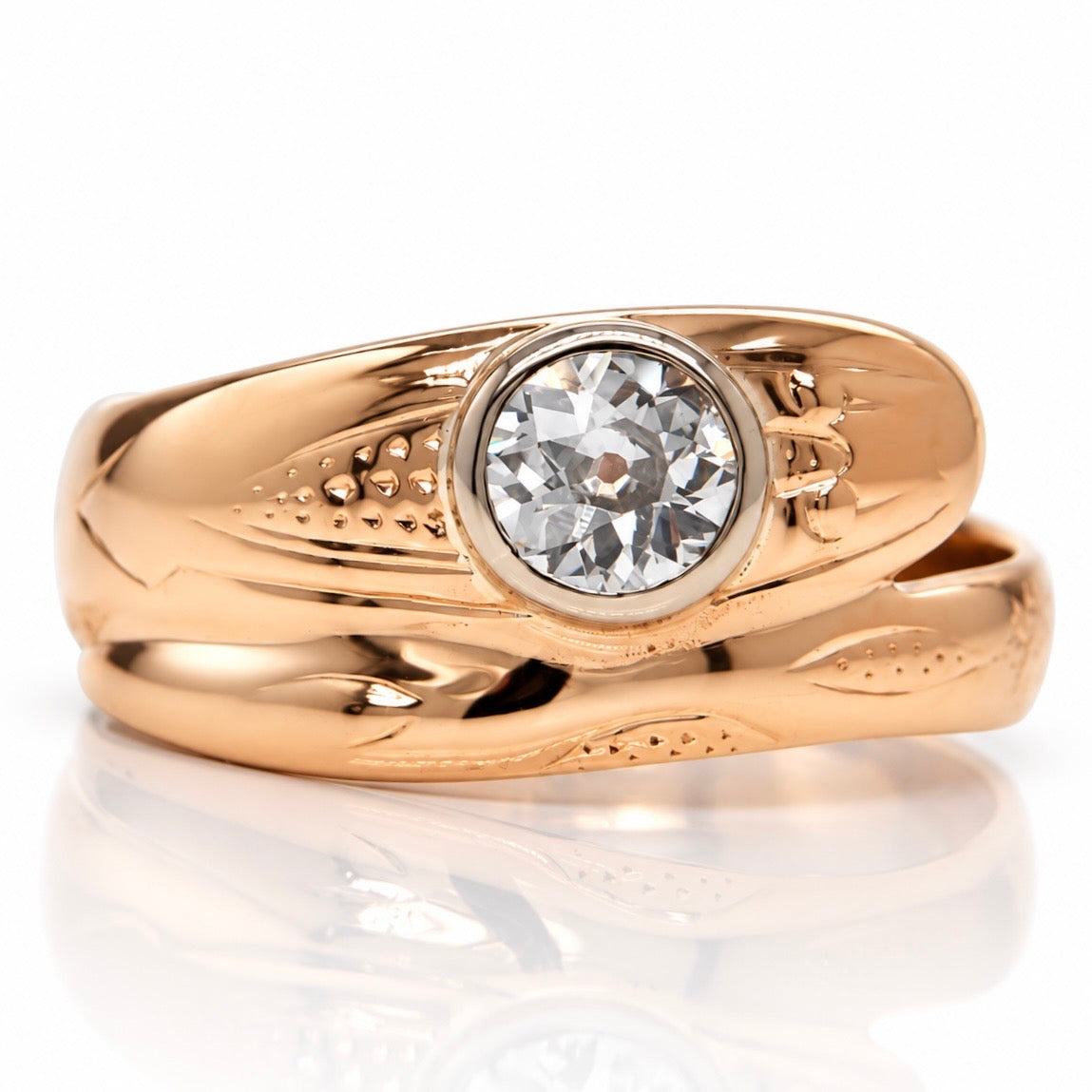 0.30 ct old European cut diamond snake ring