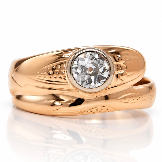0.30 ct old European cut diamond snake ring