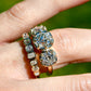 3.35 ct old mine cut diamond three stone ring