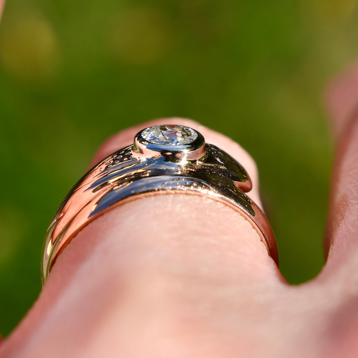 0.30 ct old European cut diamond snake ring