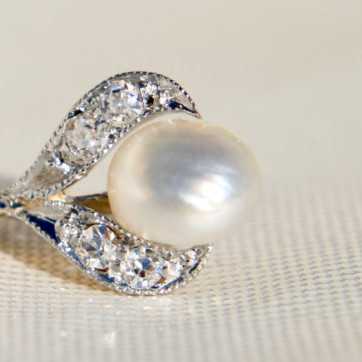 Natural saltwater pearl and diamond tulip pendant