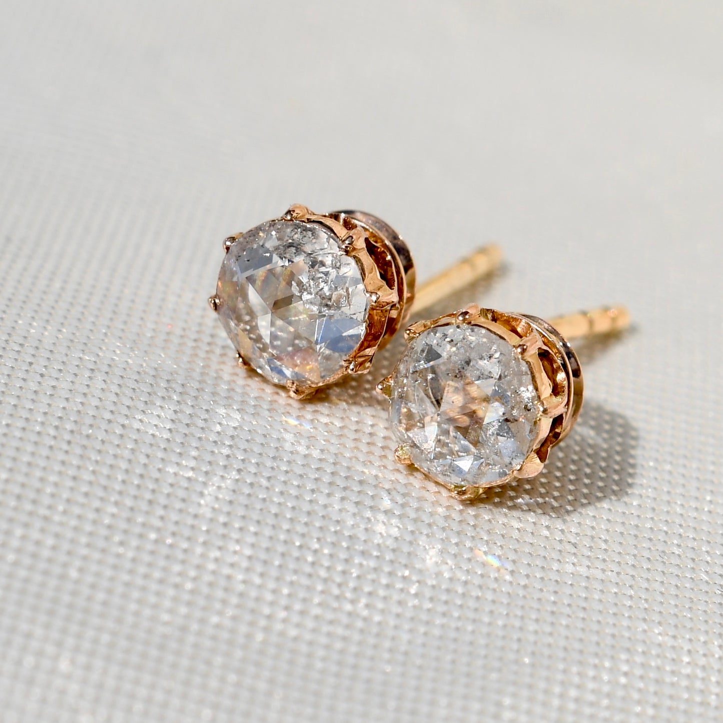 0.92 ct rose cut diamond stud earrings