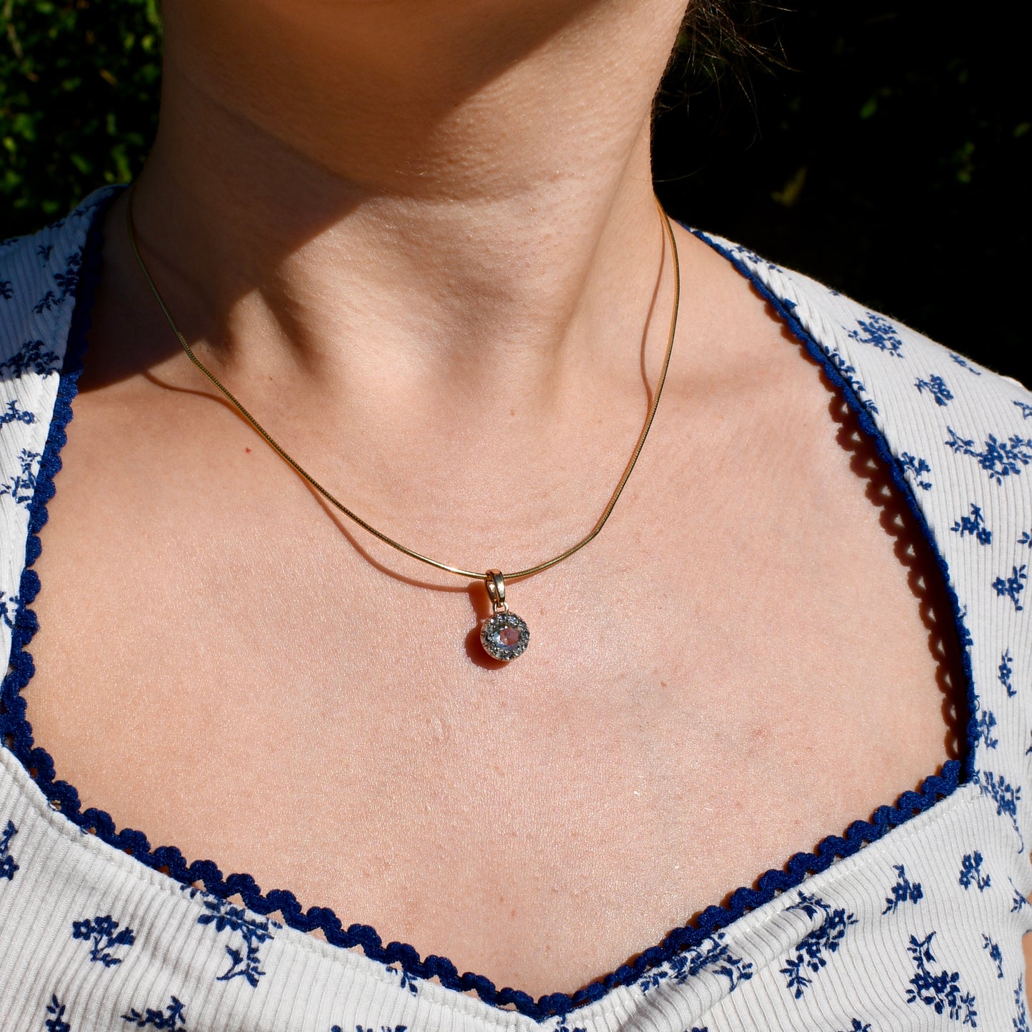 0.80 ct rose cut diamond cluster pendant