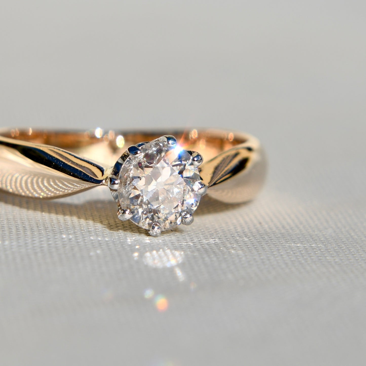 Antique 0.60 ct old European cut diamond solitaire engagement ring