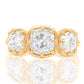 3.35 ct old mine cut diamond three stone ring