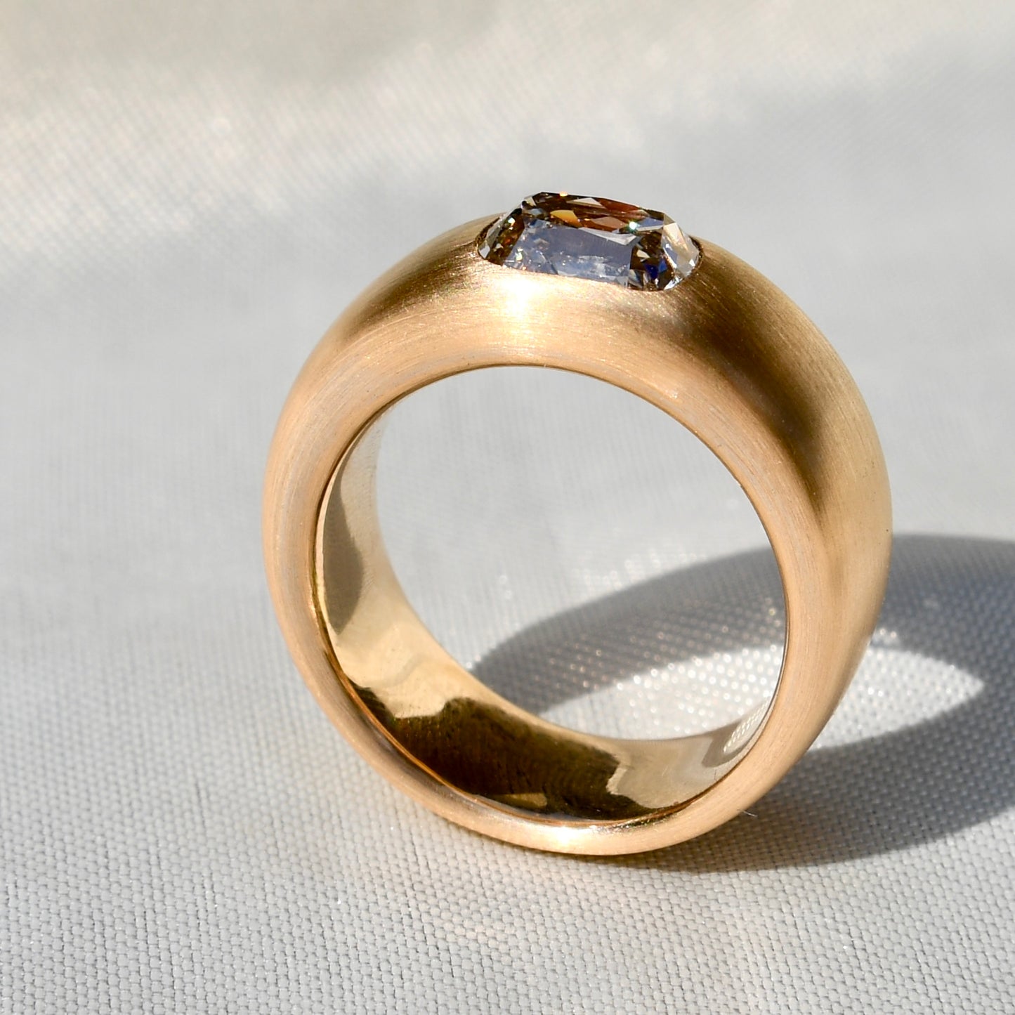 1.67 ct elongated old mine cut diamond band ring