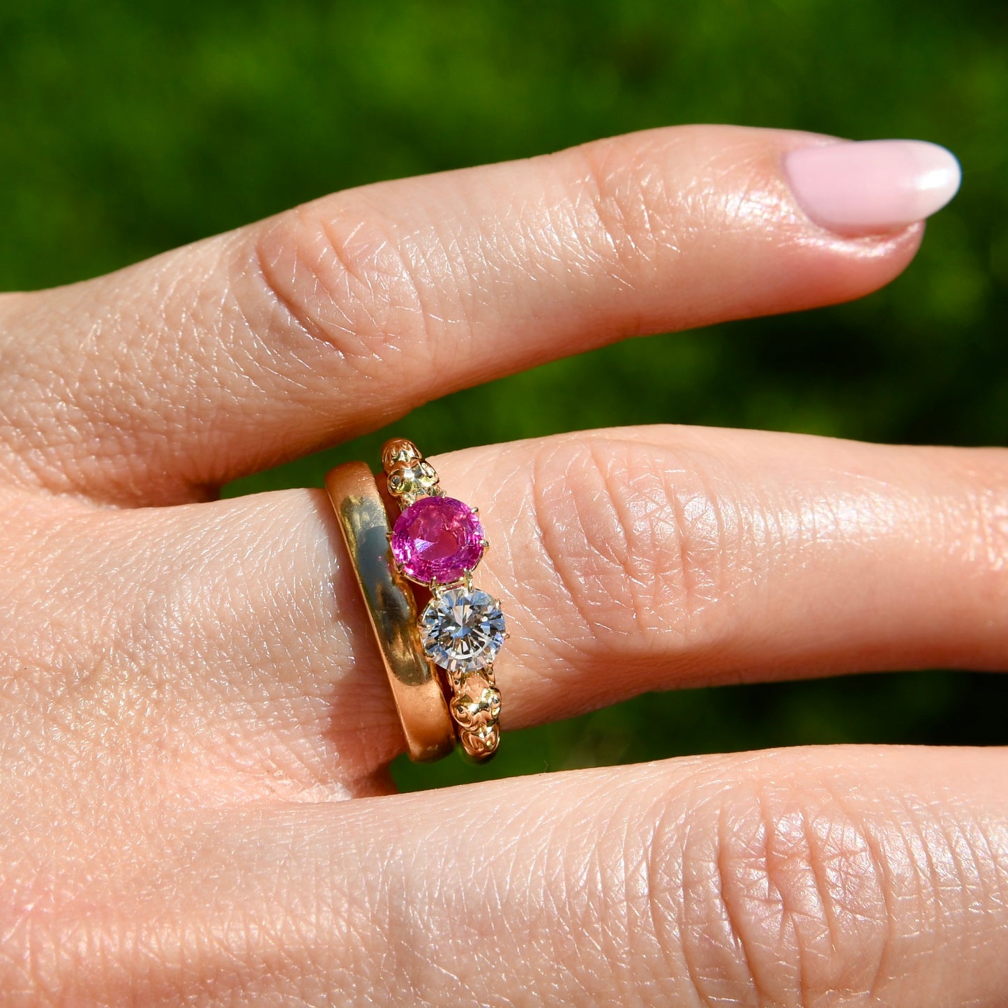 Burmese ruby and brilliant cut diamond Toi et Moi ring