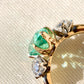 1.66 ct Colombian emerald and old mine cut diamond three stone ring