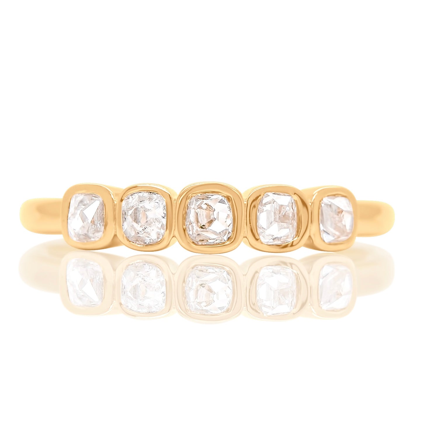0.52 ct peruzzi cut diamond five stone band ring