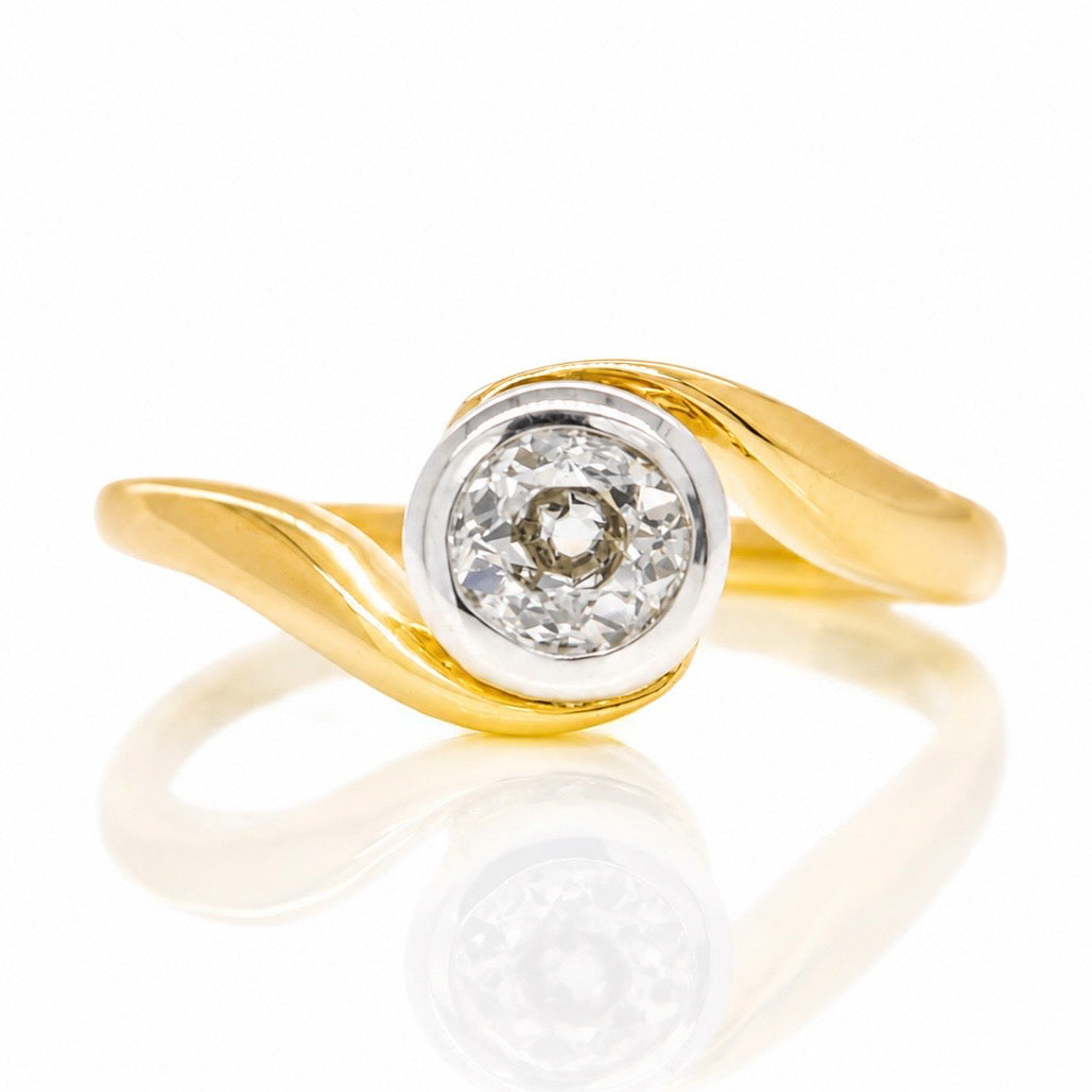 Antique 0.50 ct old mine cut diamond tourbillon ring