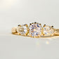 0.63 ct old mine and pear rose cut diamond three stone ring