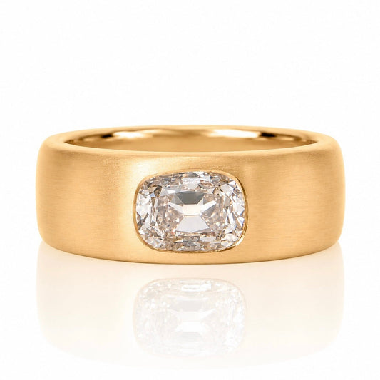 1.67 ct elongated old mine cut diamond band ring