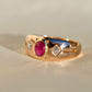 Installment 2/3 - Old mine cut diamond and ruby cabochon band ring