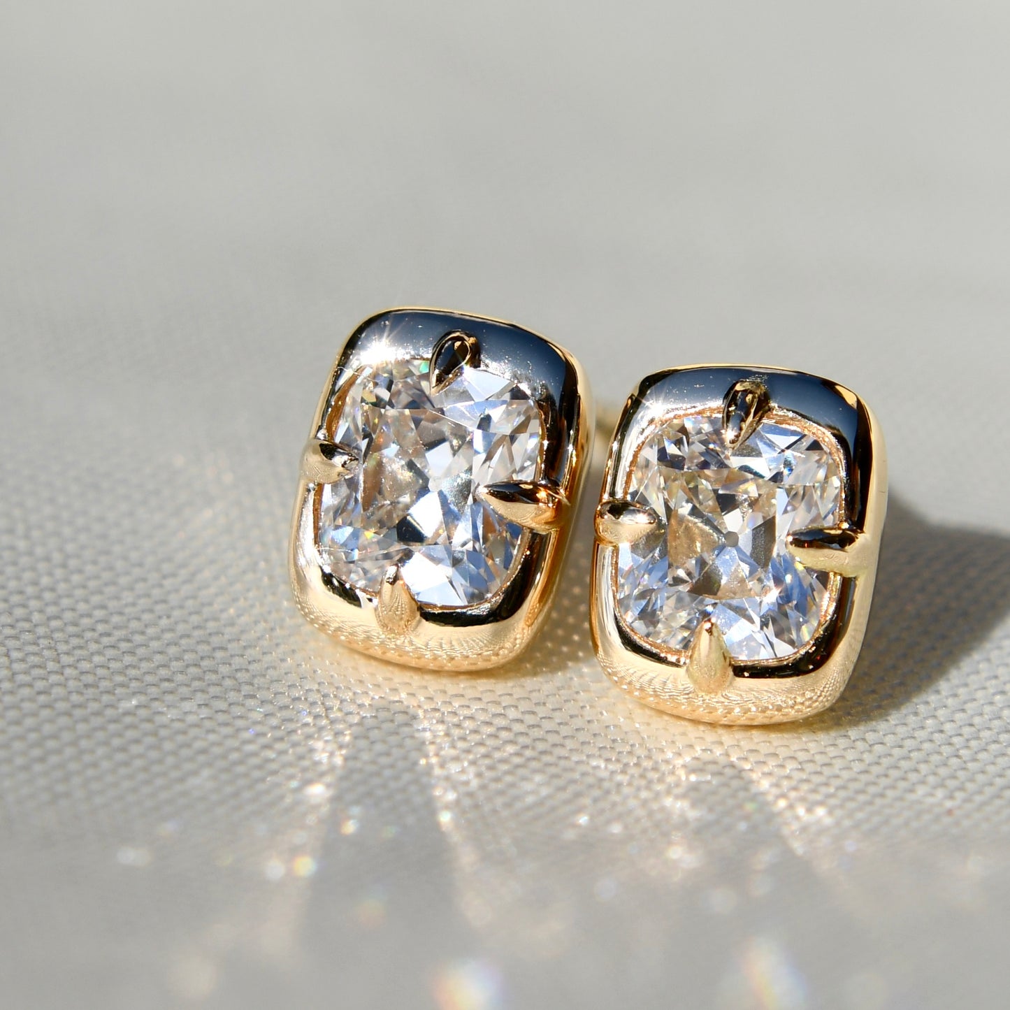 1.37 ct old mine cut diamond studs