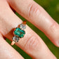 0.93 ct Colombian emerald and old mine cut diamond three stone ring