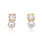 0.24 ct old European cut diamond and pearl stud earrings